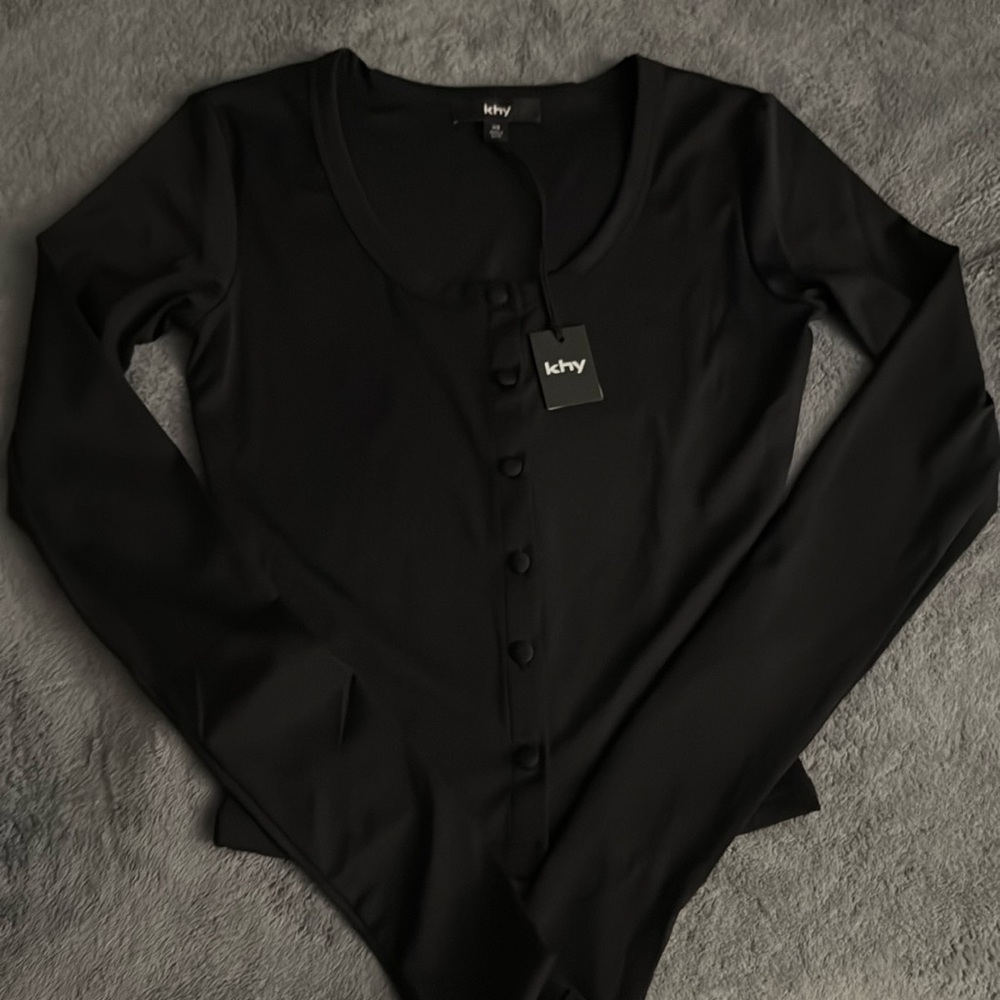 Khy black long sleeve crop top